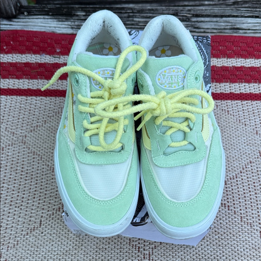 Vans Women's Mint Green and Yellow Sneakers
